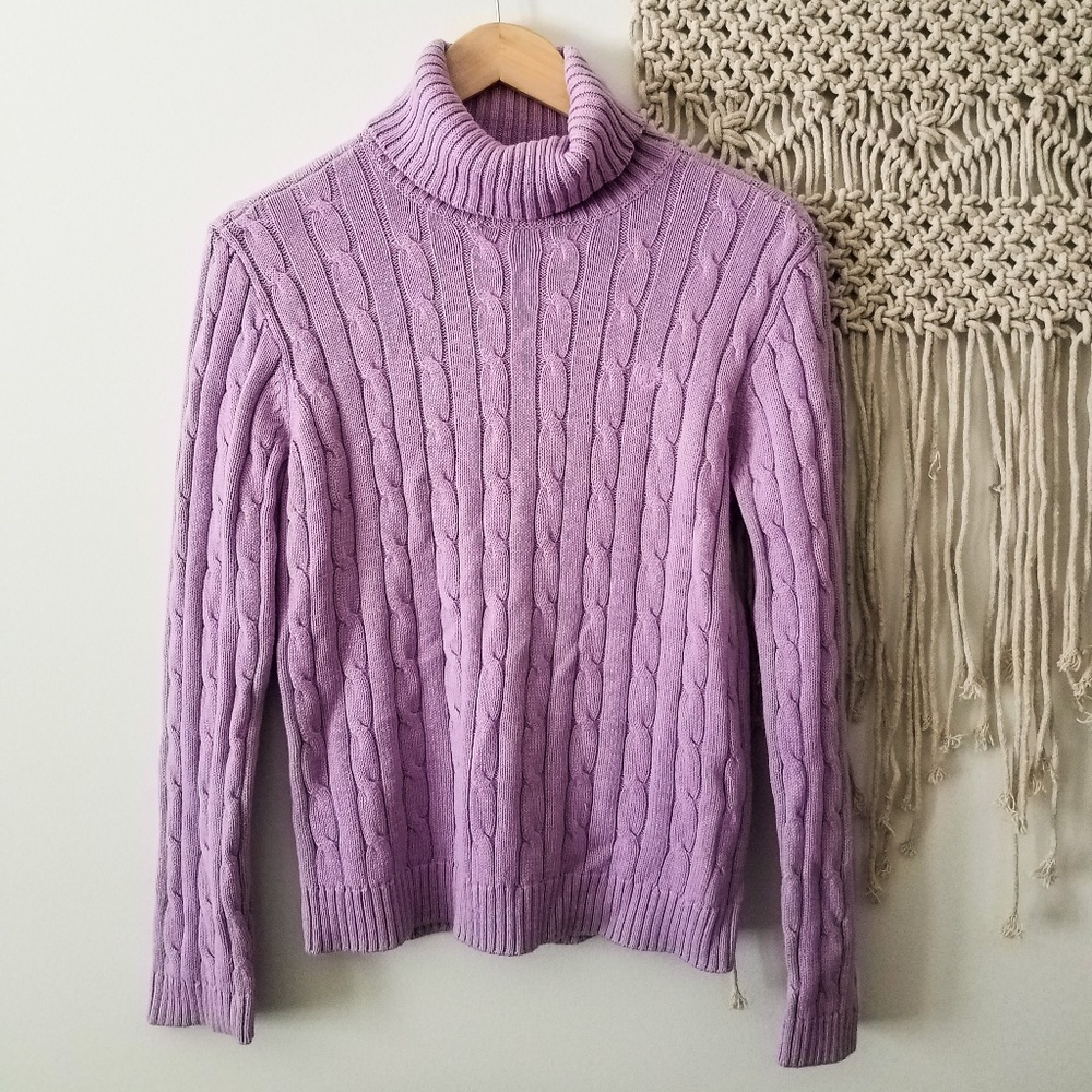 Chaps Chunky Cable Lilac Sweater